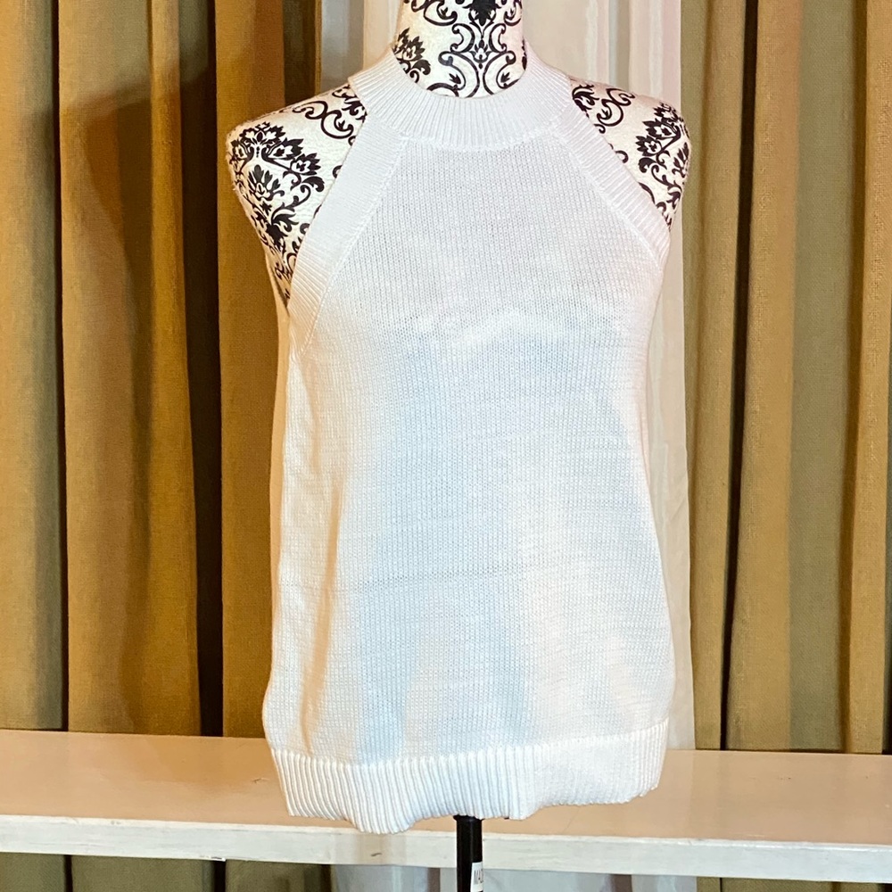 Loft whiter knitted halter tank